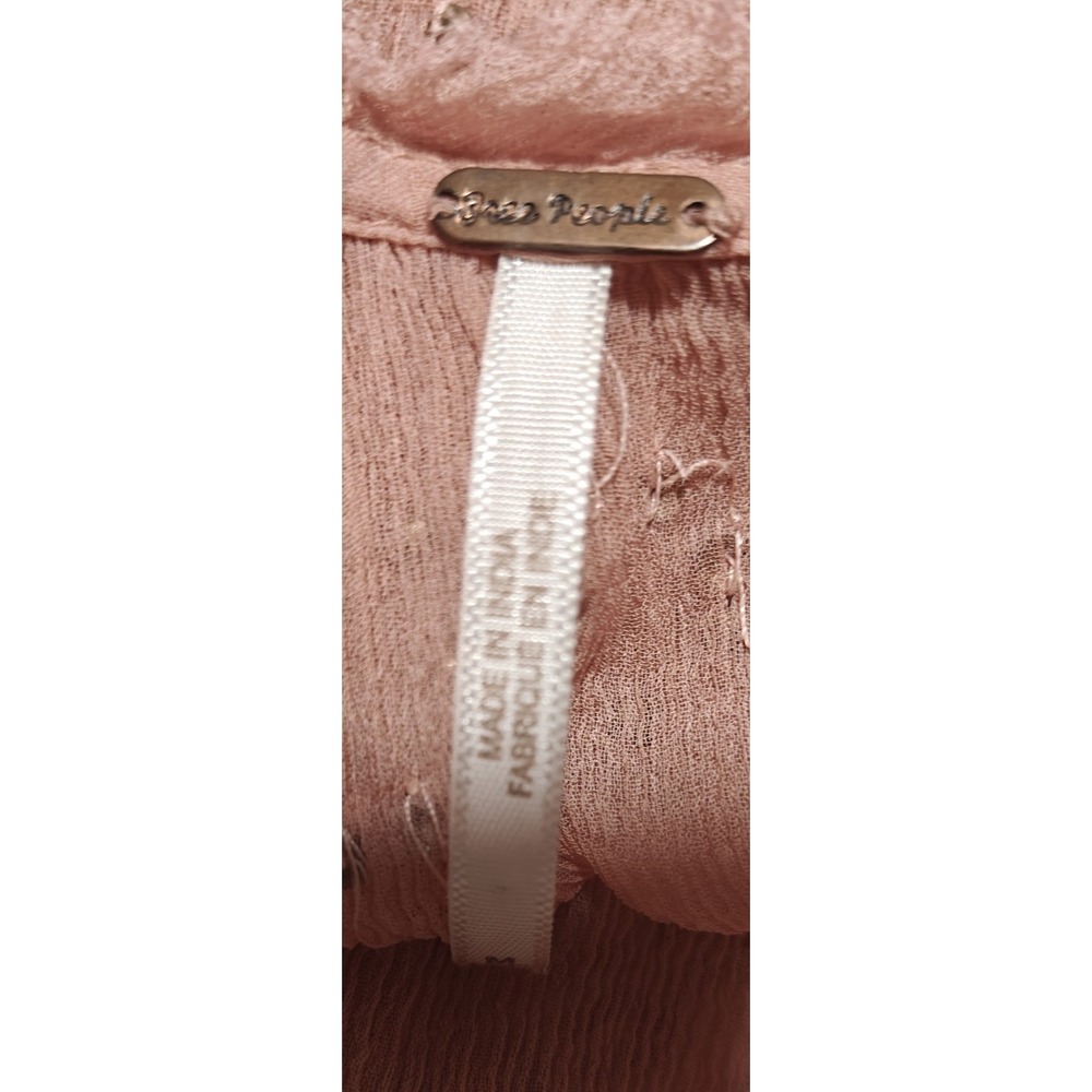 Free People Fairy dust Tank Top Beaded Gauzy Sz Med Pink - Picture 4 of 10